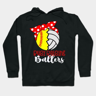 Busy Raising Ballers Softball Player Hoodie